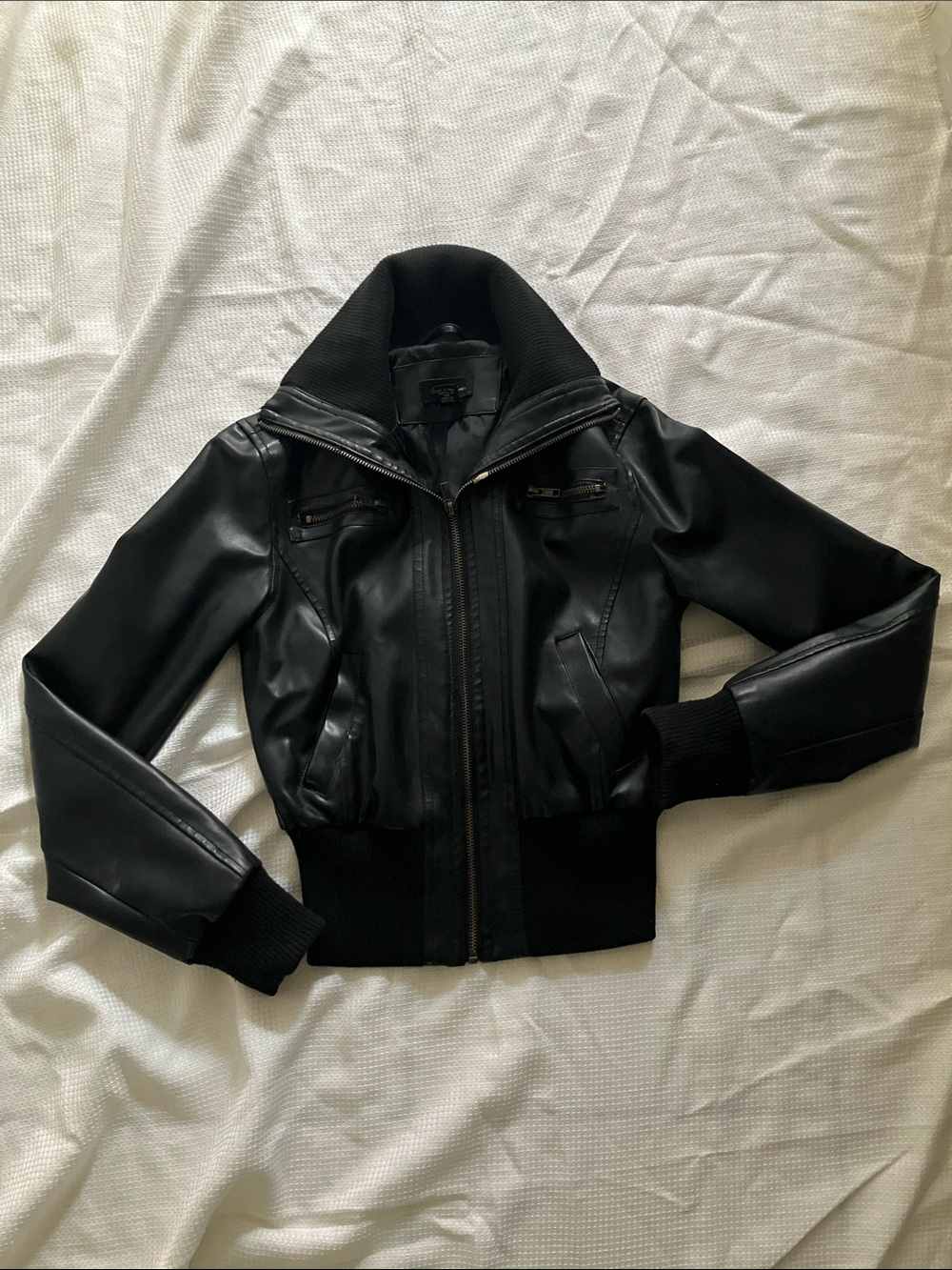 Women's faux leather bomber jacket- Faux Leather
